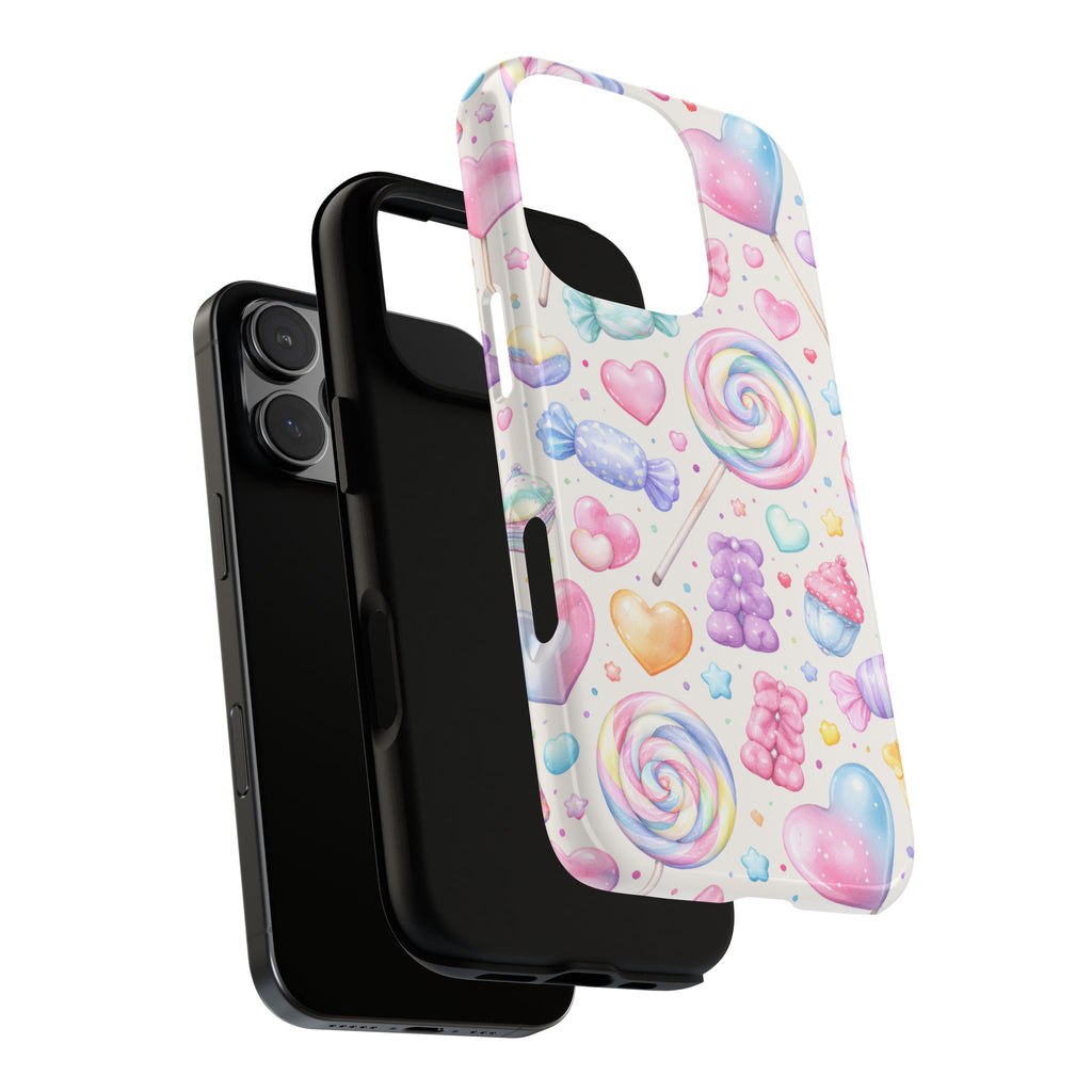Pastel Candy iPhone Case – Kawaii Candy core Hearts & Lollipop Protective Phone Cover