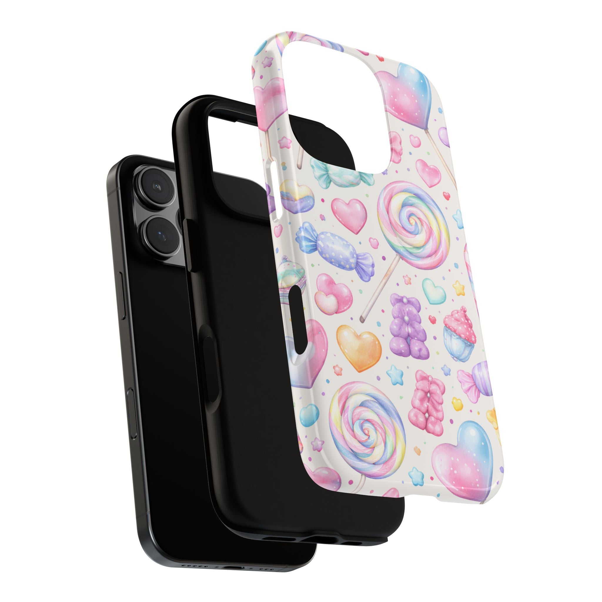 Pastel Candy iPhone Case – Kawaii Candy core Hearts & Lollipop Protective Phone Cover