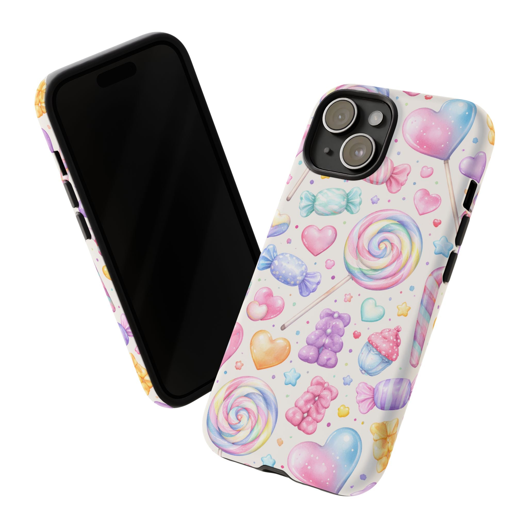 Pastel Candy iPhone Case – Kawaii Candy core Hearts & Lollipop Protective Phone Cover