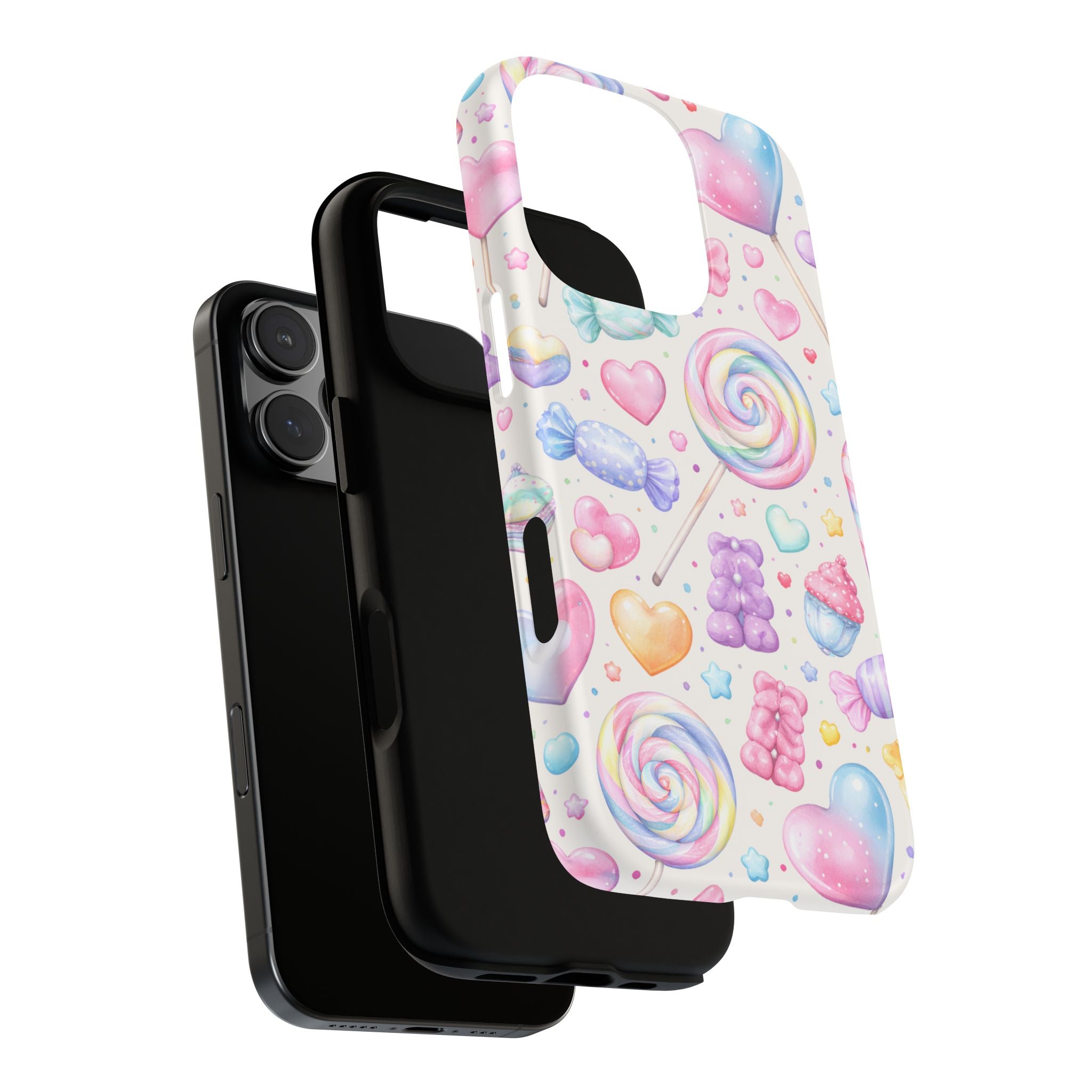 Pastel Candy iPhone Case – Kawaii Candy core Hearts & Lollipop Protective Phone Cover