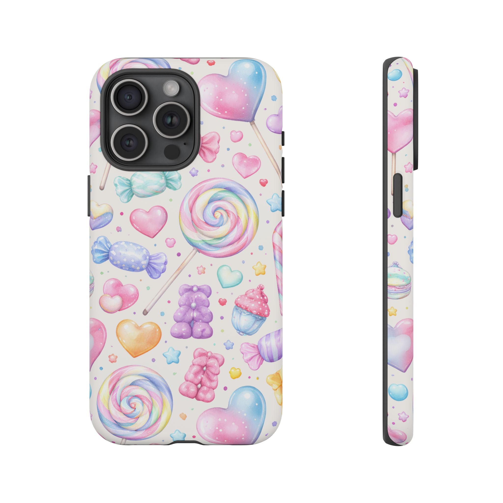 Pastel Candy iPhone Case – Kawaii Candy core Hearts & Lollipop Protective Phone Cover