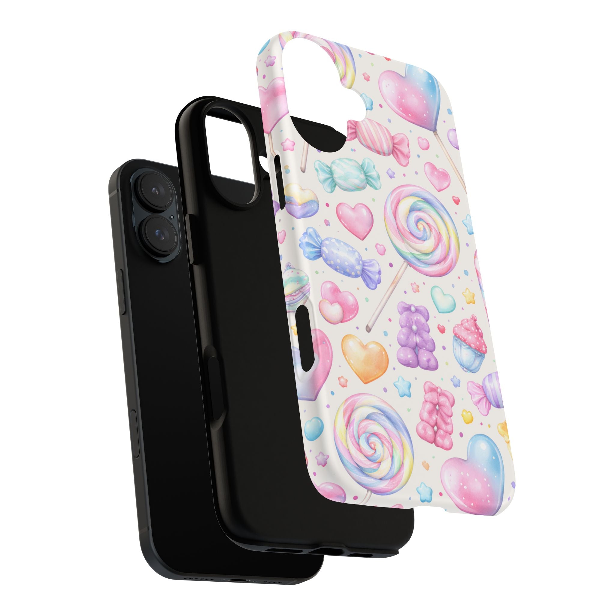 Pastel Candy iPhone Case – Kawaii Candy core Hearts & Lollipop Protective Phone Cover