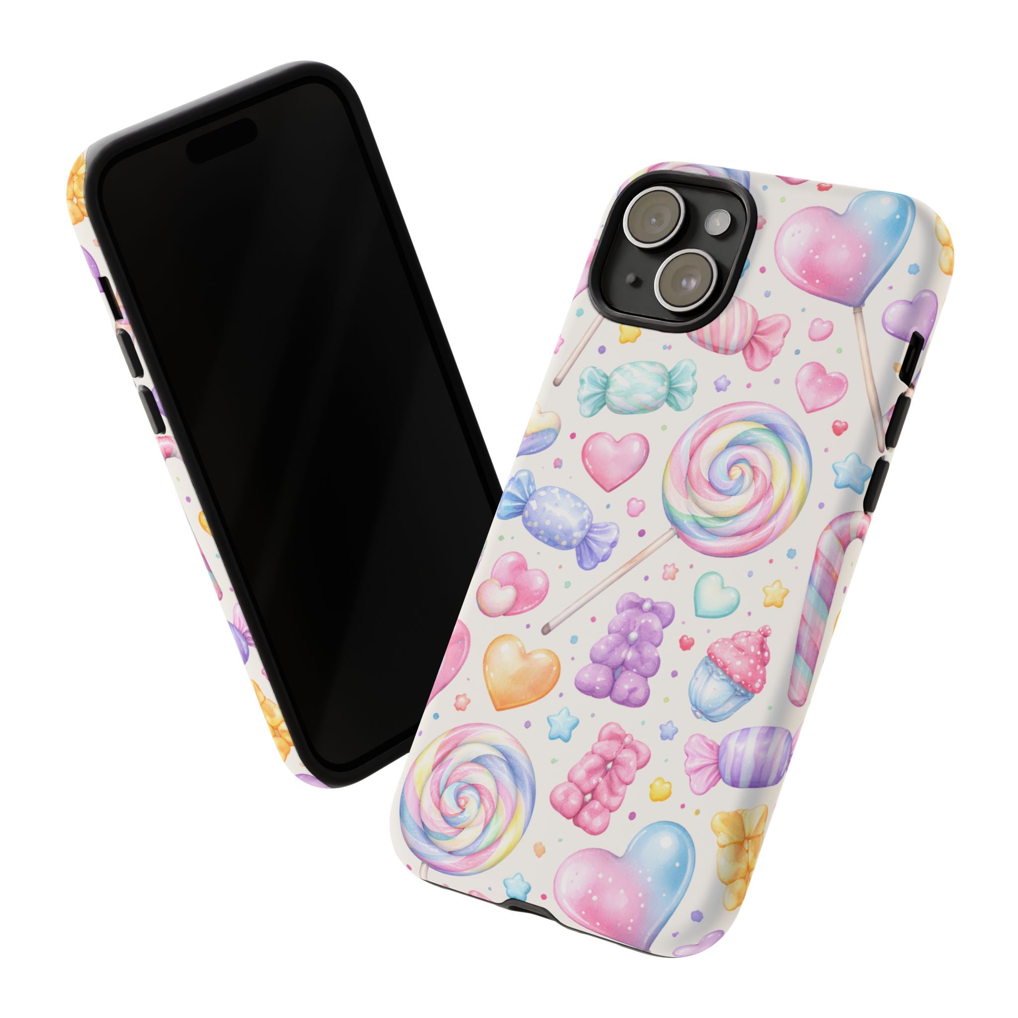 Pastel Candy iPhone Case – Kawaii Candy core Hearts & Lollipop Protective Phone Cover