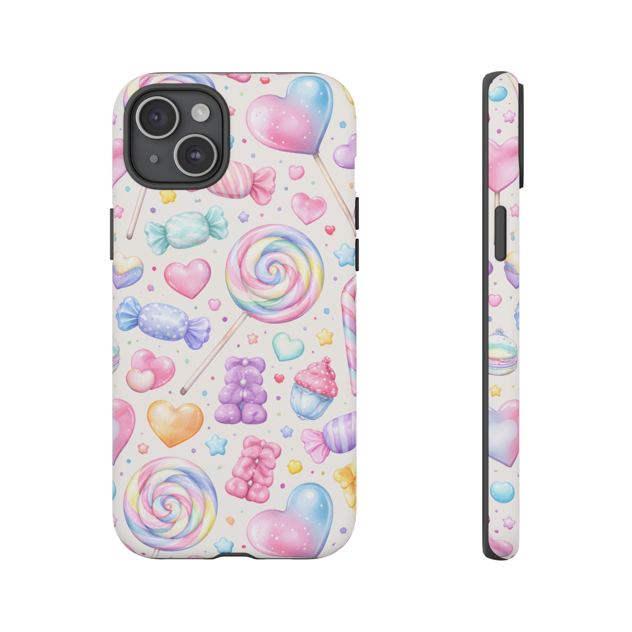Pastel Candy iPhone Case – Kawaii Candy core Hearts & Lollipop Protective Phone Cover