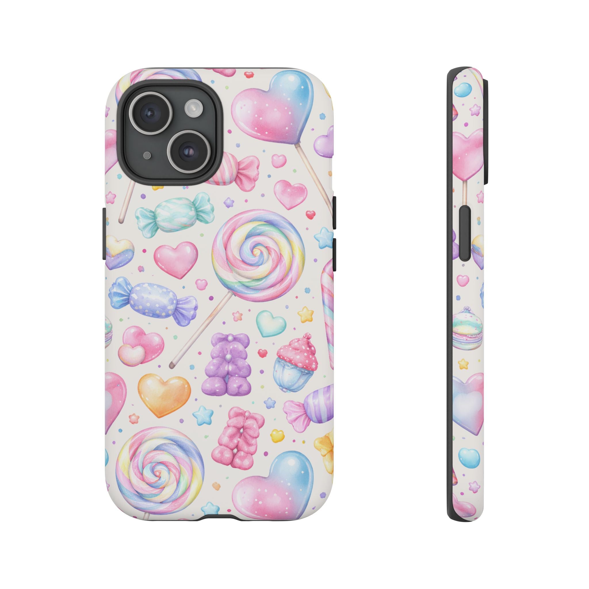 Pastel Candy iPhone Case – Kawaii Candy core Hearts & Lollipop Protective Phone Cover