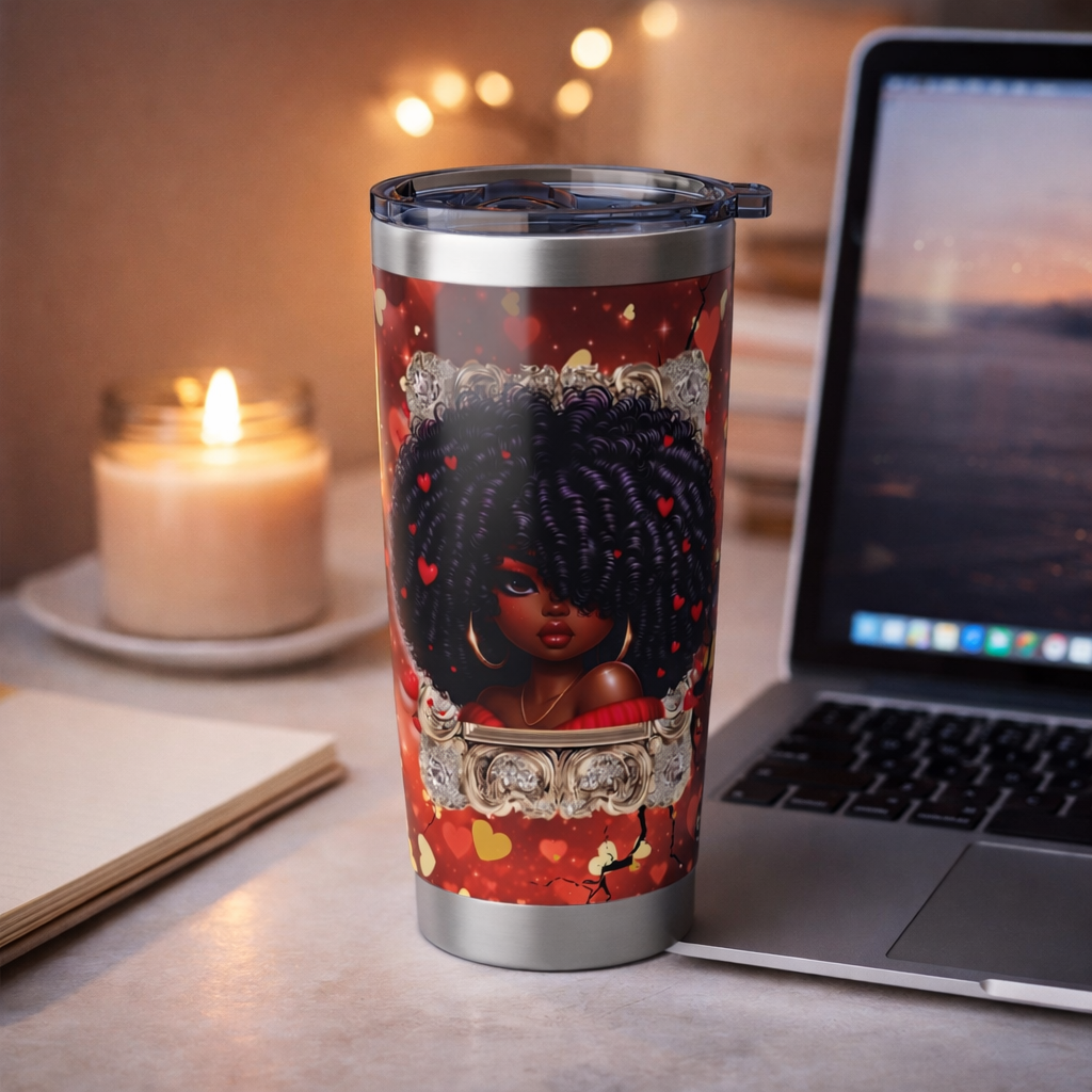 Royal Love Glam Tumbler – 20oz Stainless Steel Valentine Queen Cup with Lid & Straw