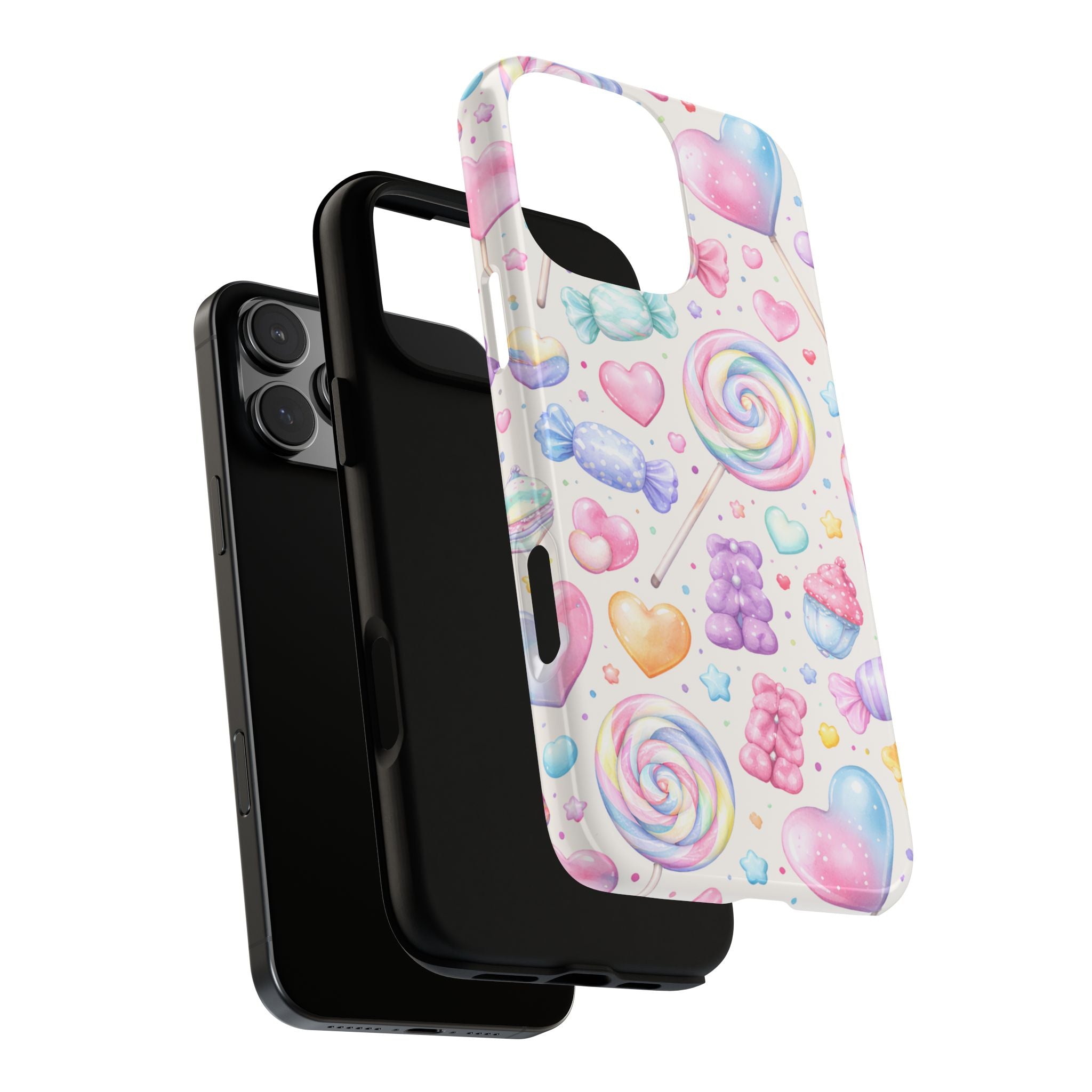 Pastel Candy iPhone Case – Kawaii Candy core Hearts & Lollipop Protective Phone Cover