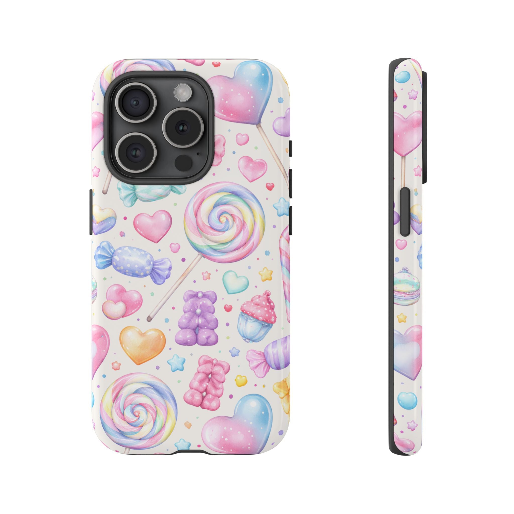 Pastel Candy iPhone Case – Kawaii Candy core Hearts & Lollipop Protective Phone Cover
