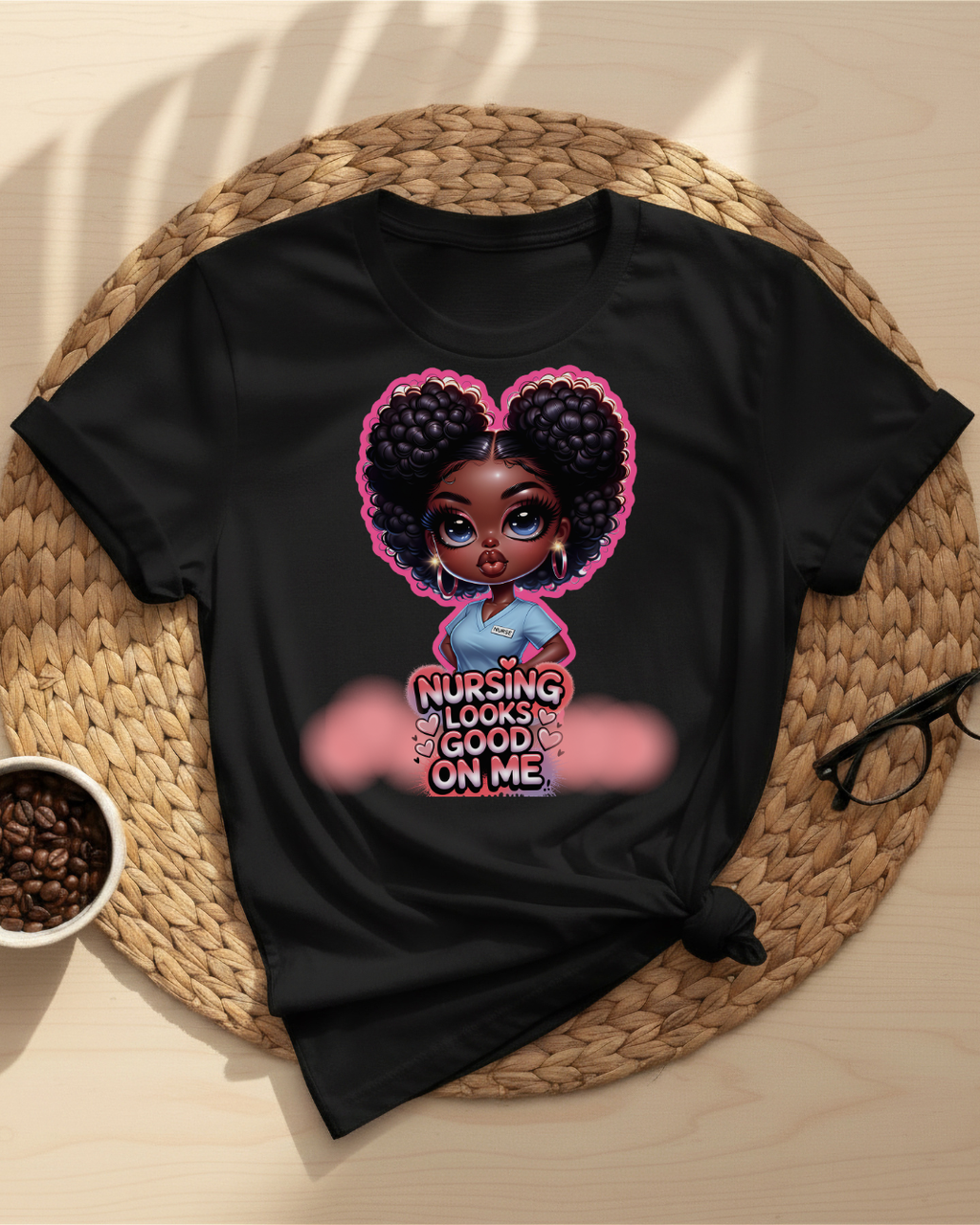 Nursing Looks Good On Me Graphic T‑Shirt — Cartoon Style