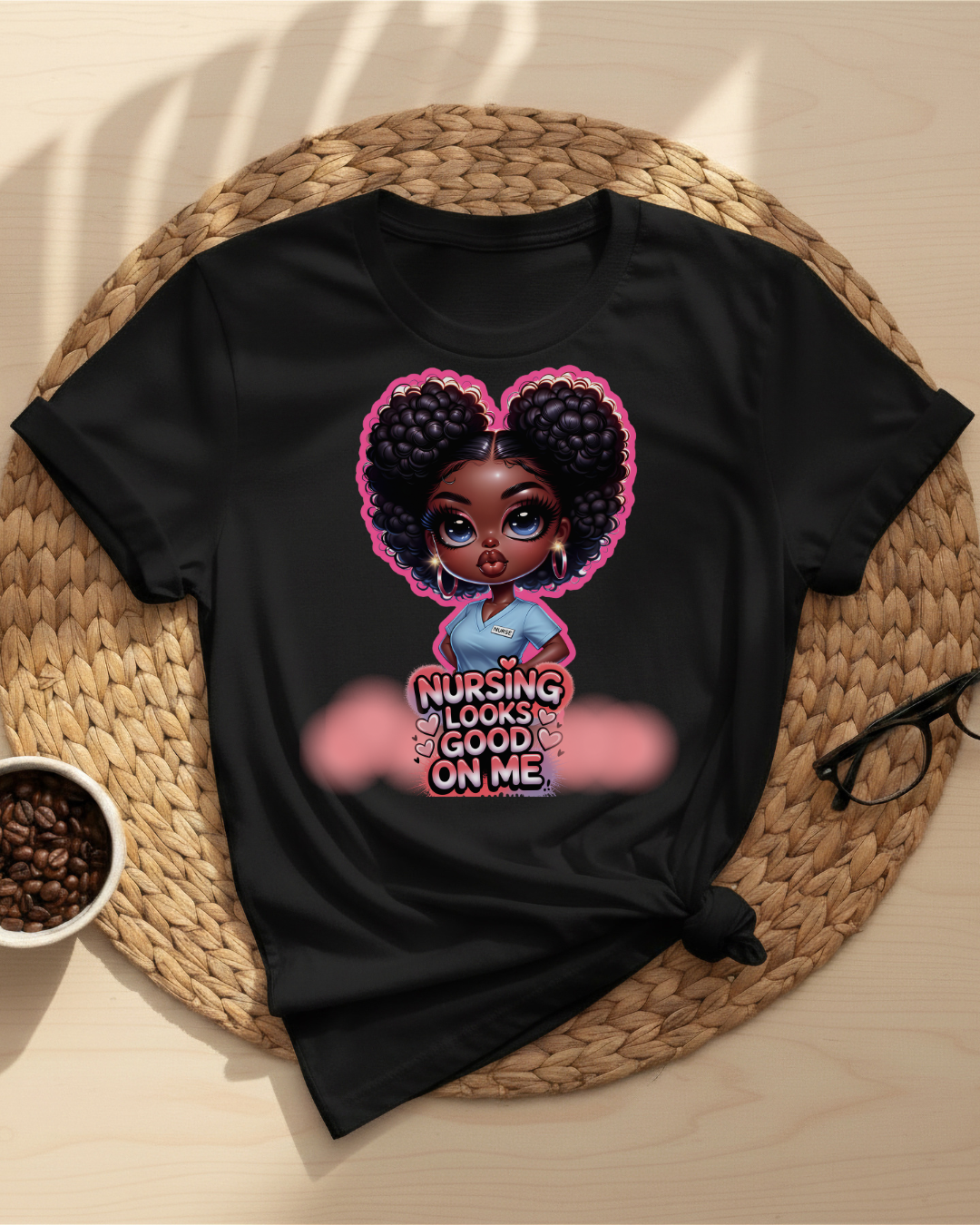 Nursing Looks Good On Me Graphic T‑Shirt — Cartoon Style
