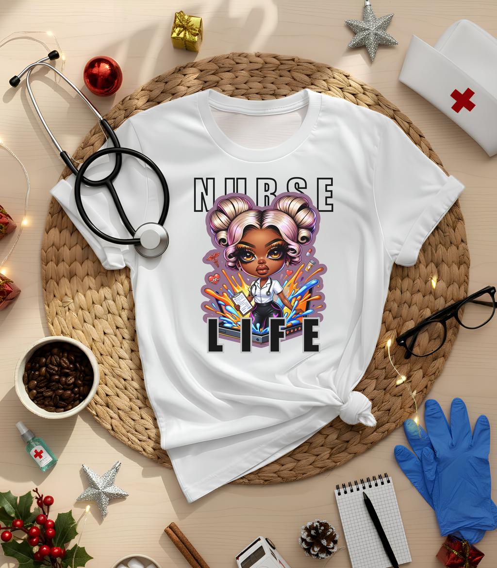 Nurse Life Graphic T-Shirt -Cartoon Design