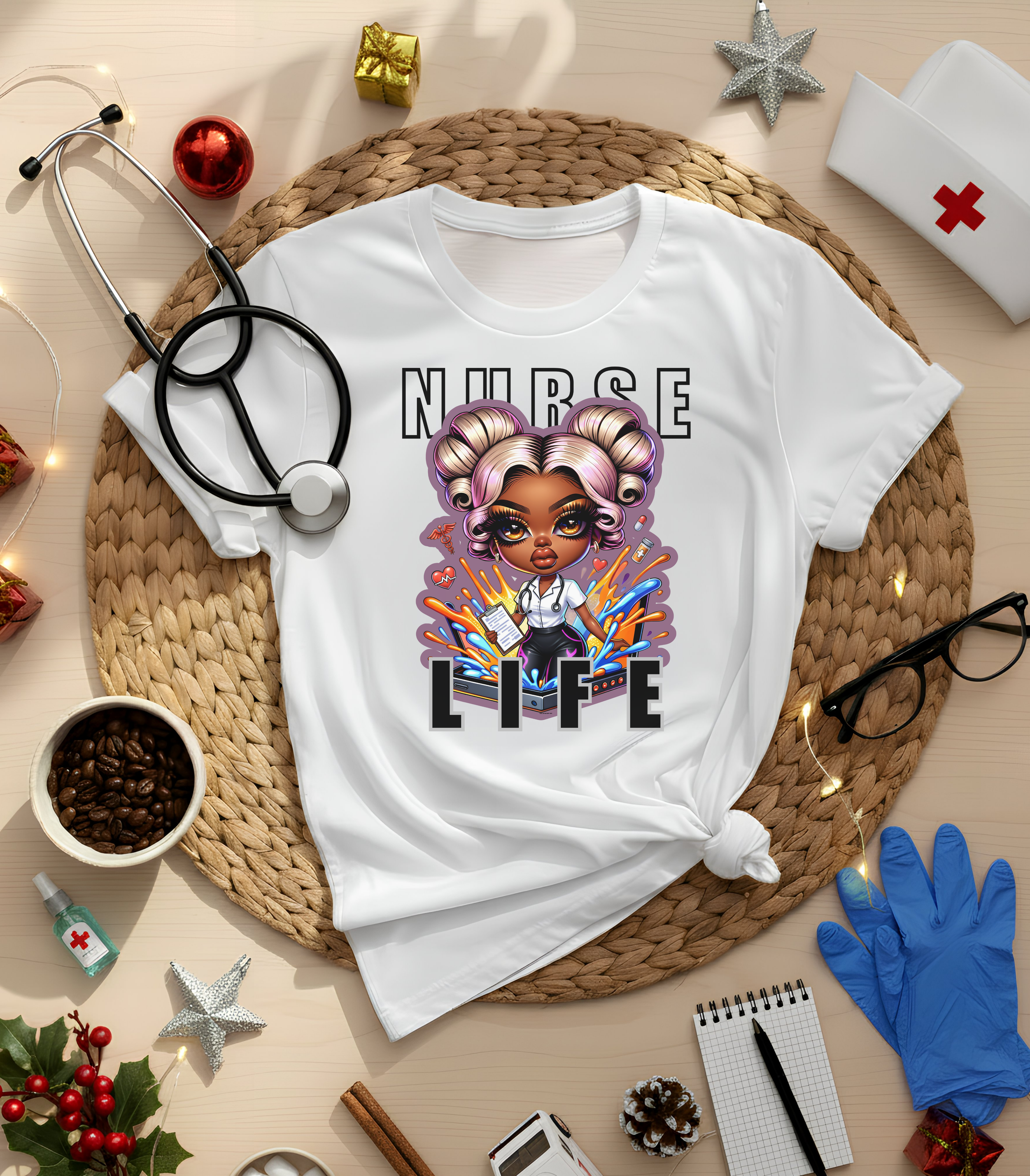 Nurse Life Graphic T-Shirt -Cartoon Design