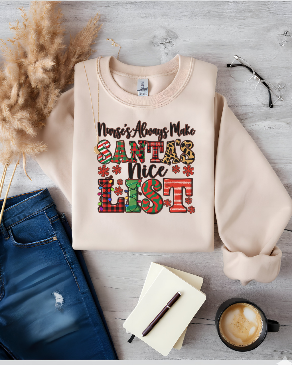 Nurse's Always Make Santa's Nice List Graphic Sweatshirt