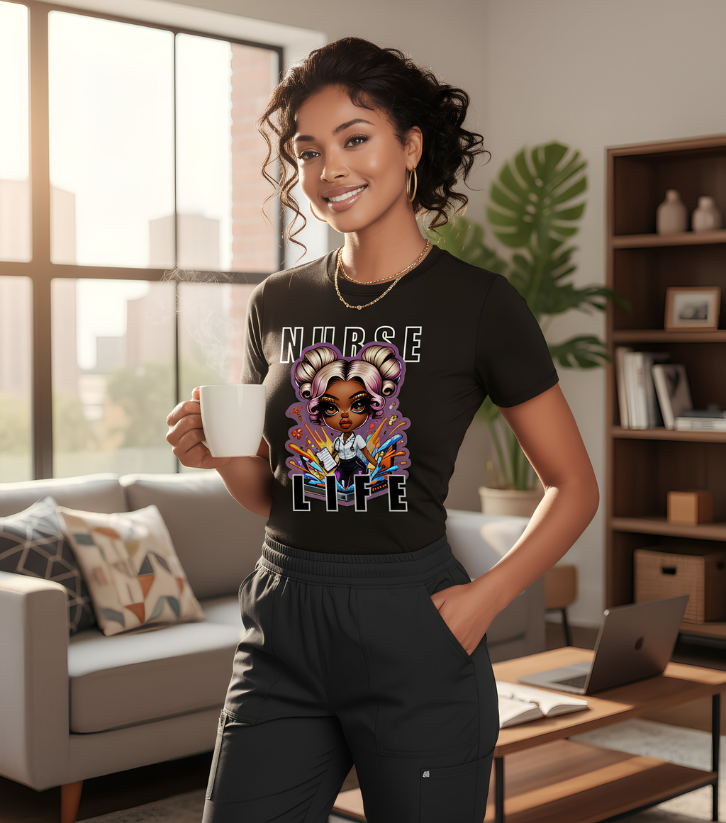 Nurse Life Graphic T-Shirt -Cartoon Design