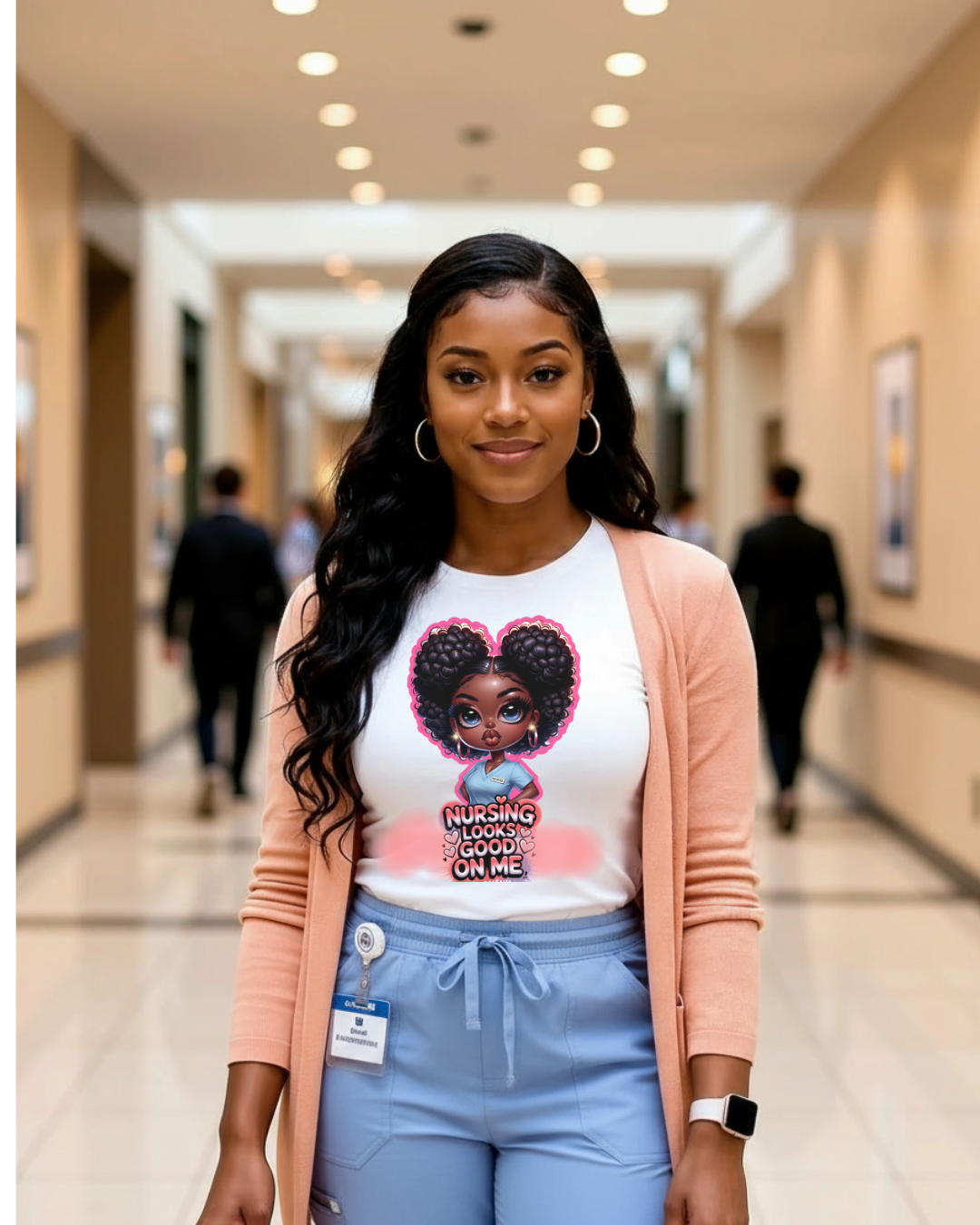 Nursing Looks Good On Me Graphic T‑Shirt — Cartoon Style