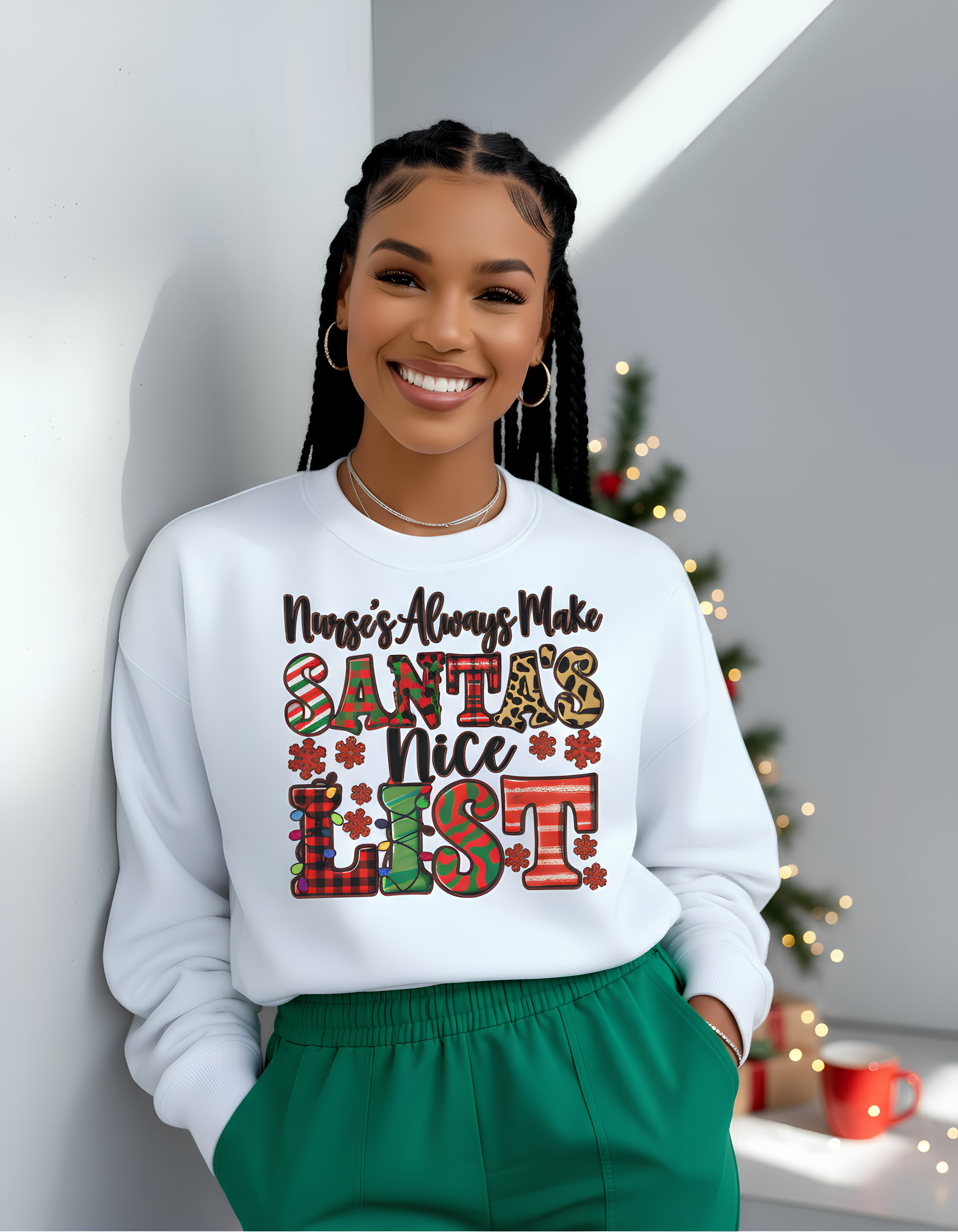 Nurse's Always Make Santa's Nice List Graphic Sweatshirt